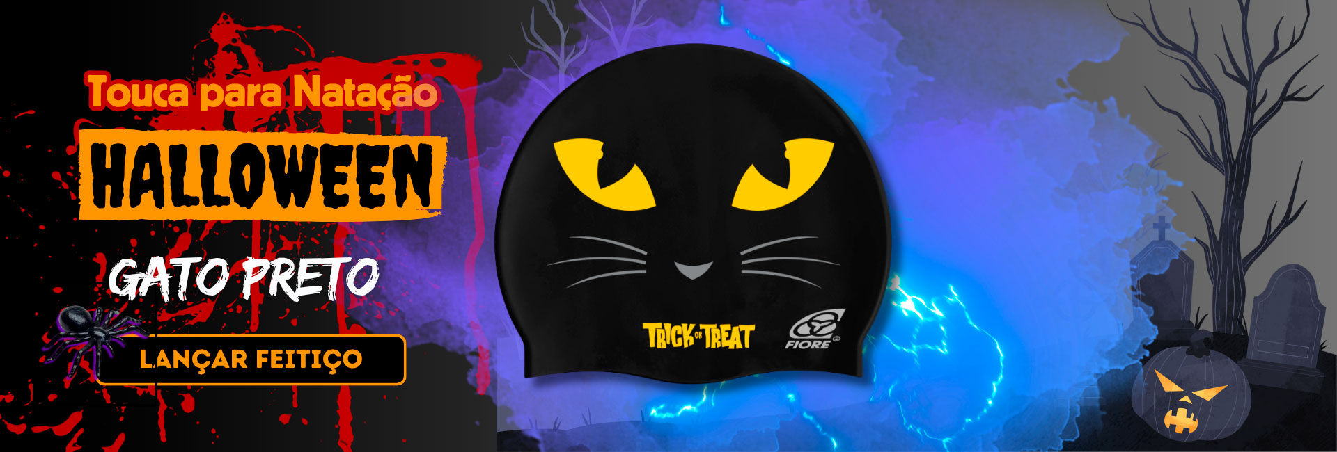Touca de Silicone Halloween Gato Preto Fiore